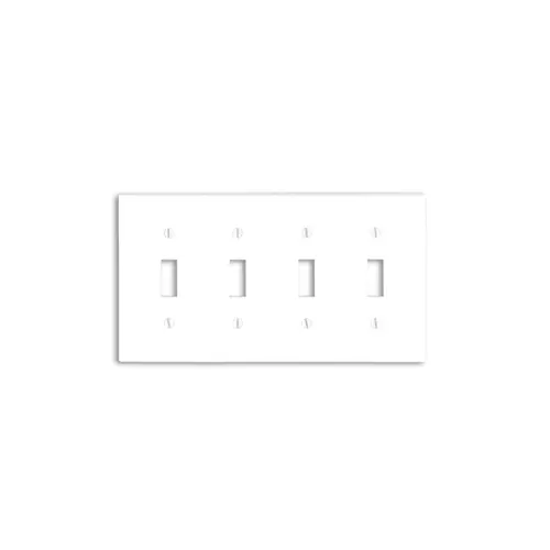 4-Gang Toggle Switch Wallplate, Standard Size, Thermoset, White