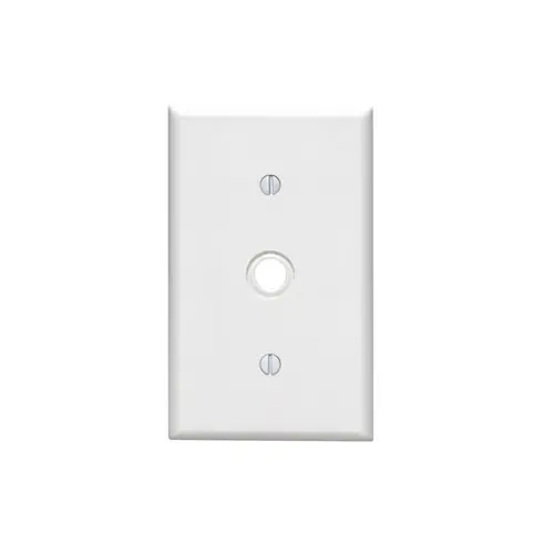Leviton 1-Gang .406 Inch Cable Wallplate, Standard Size, Thermoset, White