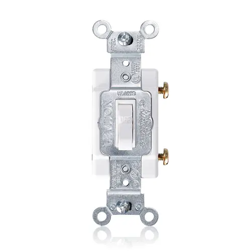 [1101-CW] LEVITON 1101-CW Commercial Grade Toggle Switch AC Quiet 15 A, 120/277 V, Side Wire