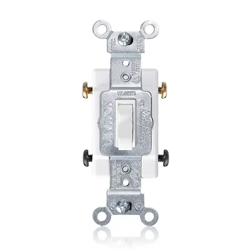 LEVITON 1104-CW Commercial Grade Toggle Switch 4-Way, AC Quiet 15 A, 120/277 VAC, Side Wire