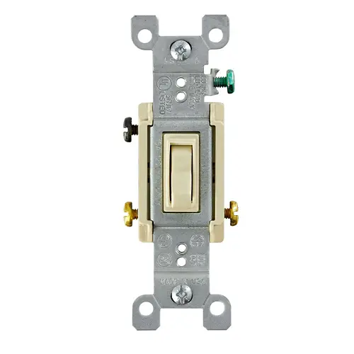 [1453-2I] Leviton 15 Amp 3-Way Toggle Switch, Grounding, Ivory