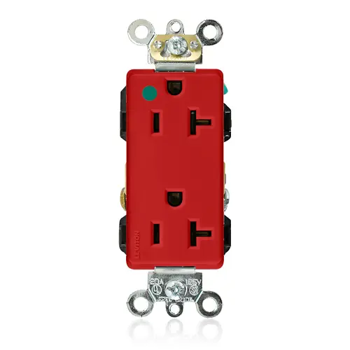 Leviton 16362-HGR 20 Amp Decora Plus Duplex Receptacle/Outlet, Hospital Grade, Self-Grounding