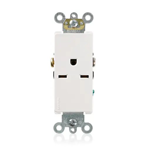 Leviton 15 Amp Decora Plus Single Receptacle/Outlet, Commercial Grade, Self-Grounding 16651-W