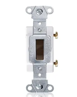 LEVITON 18201-B Toggle Switch Single Pole Toggle AC Switch 15 A, 347 VAC, Back and Side Wired