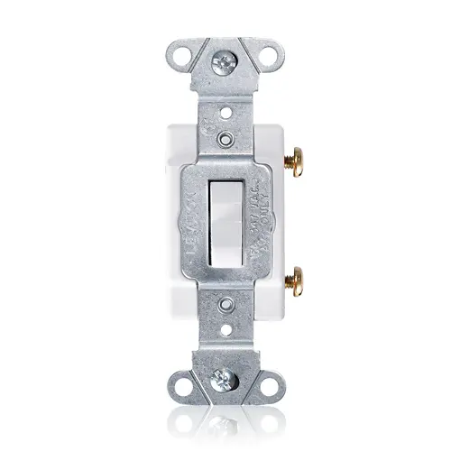 [18201-W] Leviton 15 Amp Toggle Switch, Single-Pole, Canadian, Heavy-Duty Industrial Spec Grade