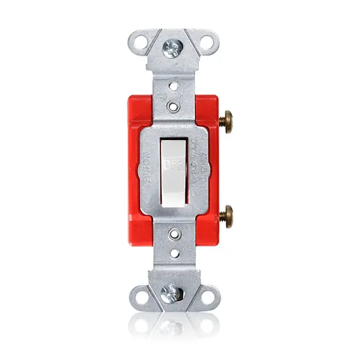 [18221-W] Leviton 20 Amp Toggle Switch, Single-Pole, Canadian, Heavy-Duty Industrial Spec Grade