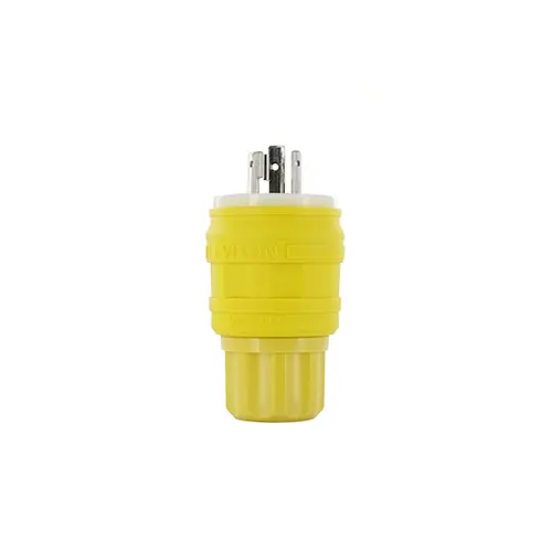 Leviton 30 Amp, 250 Volt, Locking Plug, Industrial Grade, Grounding, Wetguard, 28W48, Yellow