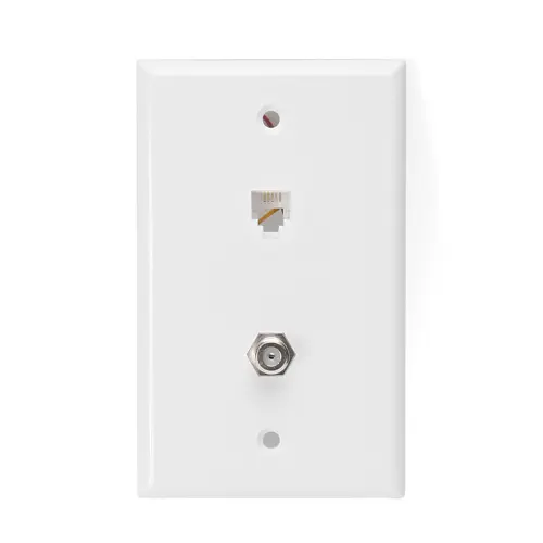 Leviton Standard Telephone Wall Jack, 6P4C x F, Screw Terminals, White