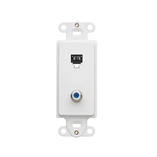 Leviton Decora Insert, 6P4C + F connector, Screw Terminals, White