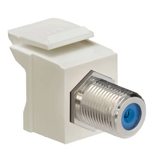 Leviton Feedthrough QUICKPORT™ F-Connector, Nickel Plated, Ivory Housing