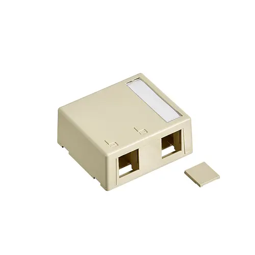 Leviton Surface-Mount QUICKPORT™ Box, Plenum-Rated, 2-Port, Ivory