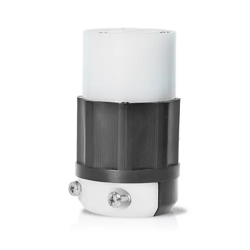 Leviton Locking Connector, 15 Amp, 250 Volt, Industrial Grade, Black & White