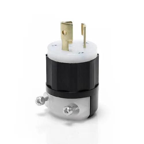 Leviton Locking Plug, 15 Amp, 125 Volt, Industrial Grade, Black & White