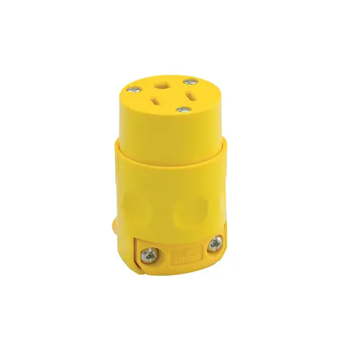 Leviton 15 Amp, 125 Volt, NEMA 5-15R, 2Pole, 3Wire Connector, Straight Blade, Yellow