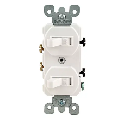 Leviton 15 Amp, 120/277 Volt, Duplex Style Single-Pole / Single-Pole Combination Switch, White