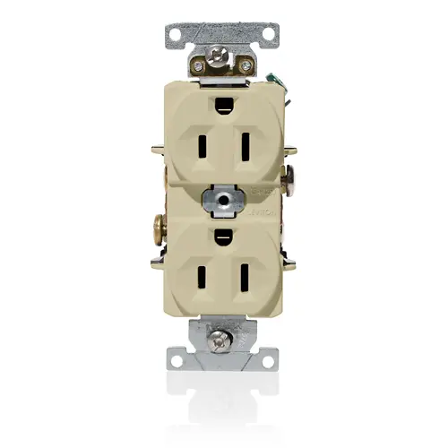 Leviton 15 Amp Duplex Receptacle/Outlet, Industrial Grade, Self-Grounding