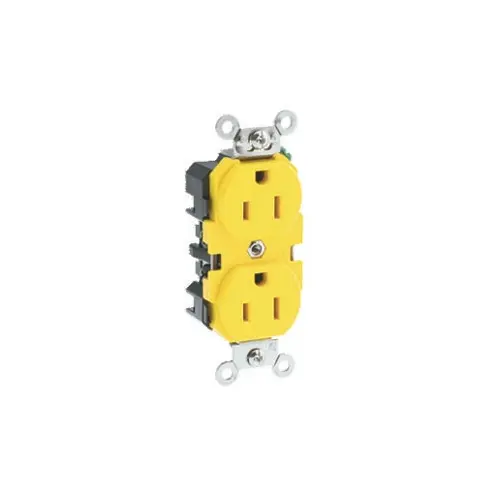 15 Amp Duplex Receptacle/Outlet, Industrial Grade, Corrosion-Resistant, Self-Grounding