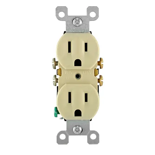 Leviton 15 Amp Duplex Outlet/Receptacle, Contractor Pack, Grounding, Ivory 5320-ICP