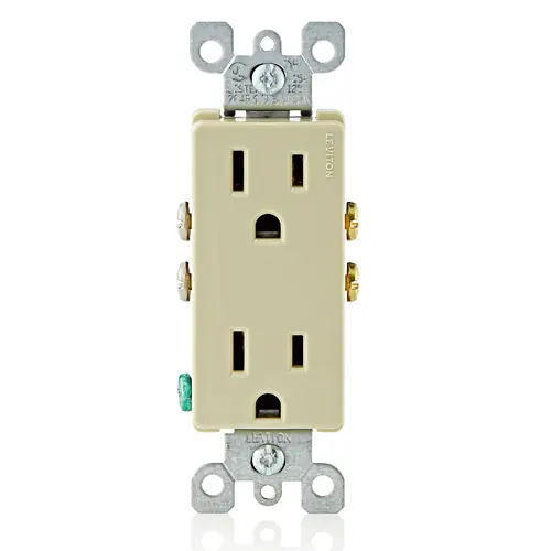 LEVOTION 15 Amp Decora Duplex Outlet/Receptacle, Grounding, Ivory 5325-I