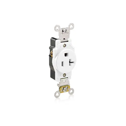 [5361-W] Leviton 20 Amp Single Receptacle/Outlet, Industrial Grade, Self-Grounding
