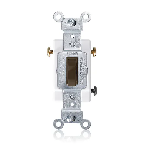 LEVITON 54523-B Commercial Grade Toggle Switch 3-Way 20 A, 120 - 277 VAC, Side Wire