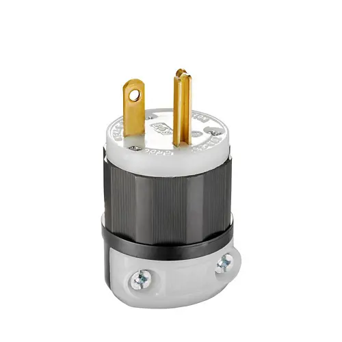 Leviton Straight Blade Plug, 20 Amp, 250 Volt, Industrial Grade - Black & White 5466-C