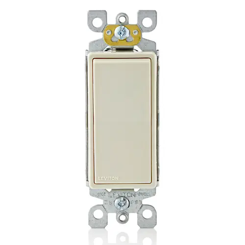 [5601-P2T] Leviton 15 Amp Decora Single-Pole Switch, Self-Grounding, Light Almond 5601-P2T