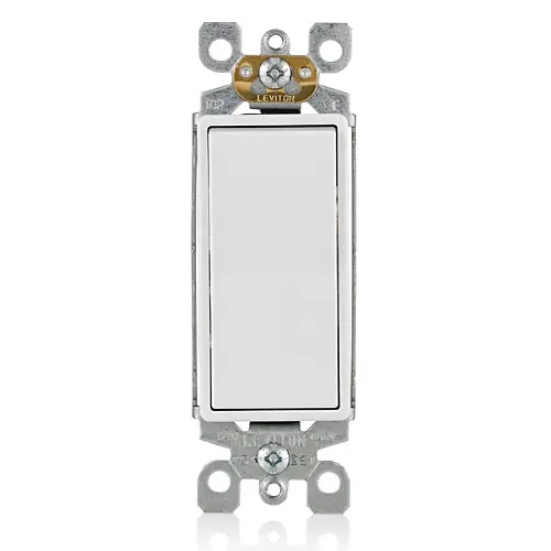 [5603-P2W] Leviton 15 Amp Decora 3-Way Switch, Self-Grounding, White 5603-P2W
