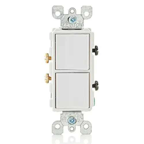 [5634-W] 15 Amp Decora Single-Pole / Single-Pole Combination Switch, Grounding, White