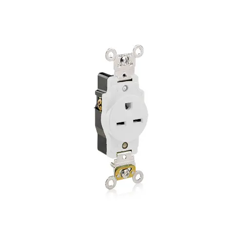 [5661-W] 15 Amp Single Receptacle/Outlet, Industrial Grade, Self-Grounding