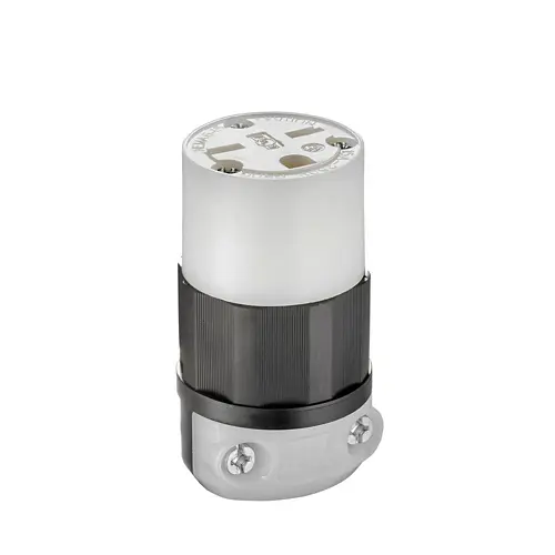 Straight Blade Connector, 15 Amp, 250 Volt, Industrial Grade - Black & White