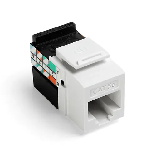 LEVITON 5G108-RW5 GigaMax®, QuickPort Cat 5e Cable Connector RJ-45, Permanently Laser-Engraved, Fire-Retardant 8 Positions