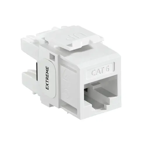 LEVITON 61110-RW6 Extreme, QuickPort Cat 6 Cable Connector RJ-45, Permanently Laser-Engraved, Fire-Retardant 8 Positions