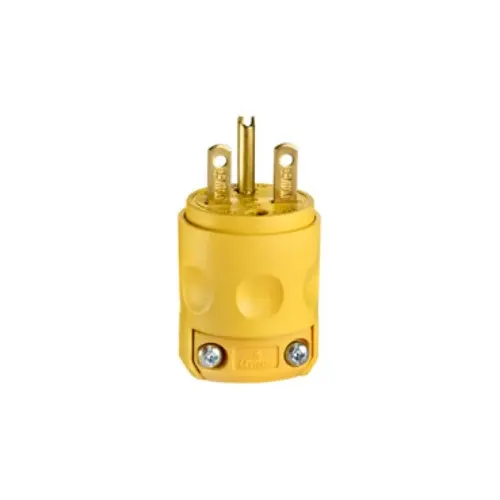 Leviton 15 Amp, 250 Volt, 2P, 3W, Plug, Straight Blade , Grounding, Yellow