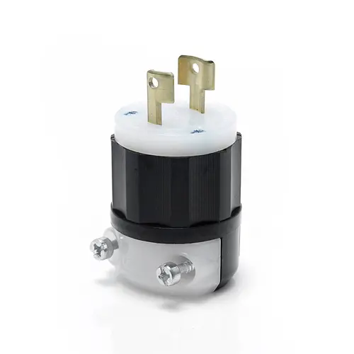 Leviton Locking Plug, 15 Amp, 125 Volt, Industrial Grade, Black & White