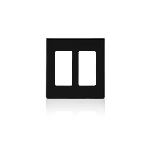 Leviton 2-Gang Decora Plus Screwless Wallplate Polycarbonate, Black 80309-SE