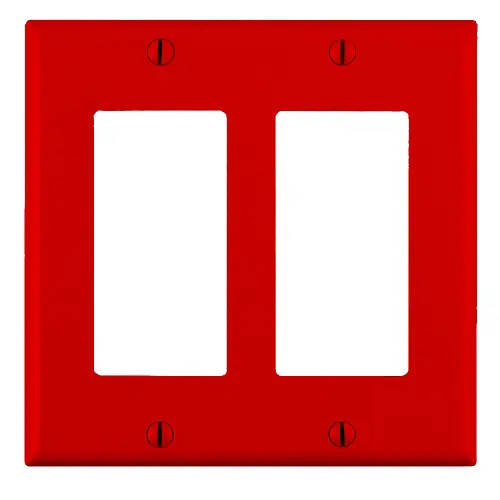 Leviton 2-Gang Decora/GFCI Device Wallplate, Standard Size, Thermoplastic Nylon, Red