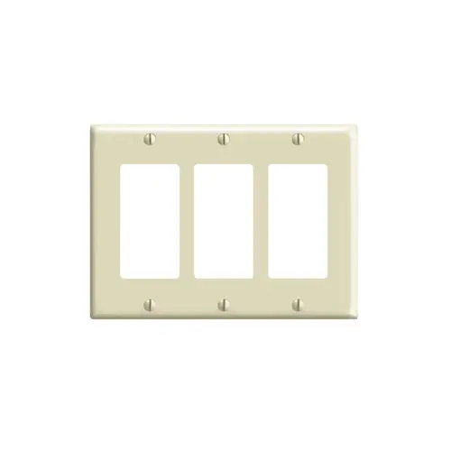 Leviton 3-Gang Decora/GFCI Device Wallplate, Standard Size, Thermoset, Ivory