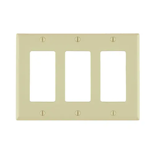 Leviton 3-Gang Decora/GFCI Device Wallplate, Size, Thermoplastic Nylon, Ivory
