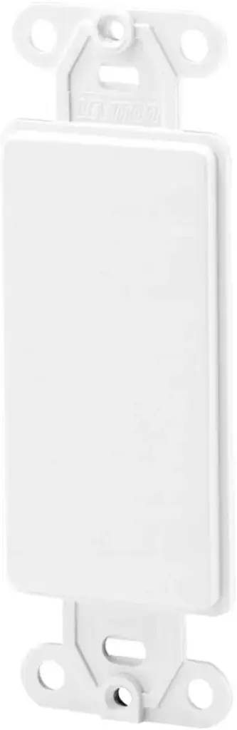 Leviton Decora Plastic Adapter Plate, Blank, No Hole, With-Ears, and Two, Mounting Screws, 80414-W, White