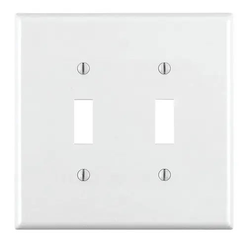 Leviton 2-Gang Toggle Switch Wallplate, Standard Size, Thermoplastic Nylon, White