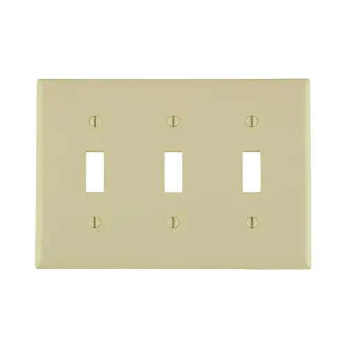 Leviton 3-Gang Toggle Switch Wallplate, Standard Size, Thermoplastic Nylon, Ivory