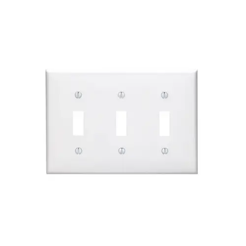 Leviton 3-Gang Toggle Switch Wallplate, Standard Size, Thermoplastic Nylon, White