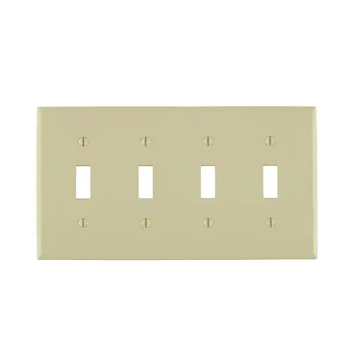 Leviton 4-Gang Toggle Switch Wallplate, Standard Size, Thermoplastic Nylon, Ivory