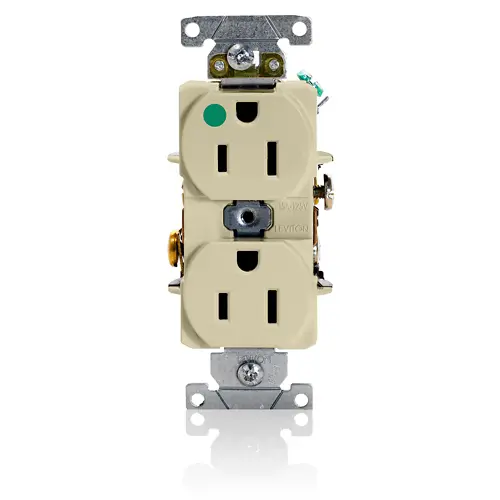 15 Amp Duplex Receptacle/Outlet, Hospital Grade, Self-Grounding