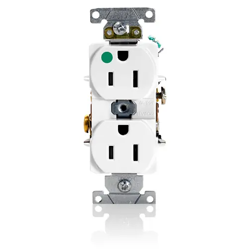 15 Amp Duplex Receptacle/Outlet, Hospital Grade, Self-Grounding 8200-HW