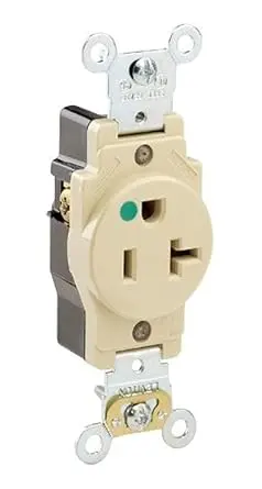 Leviton 20 Amp, 125 Volt, Extra Heavy Duty Hospital Grade, Single Receptacle, Straight Blade, Self Grounding, 8310-I, Ivory