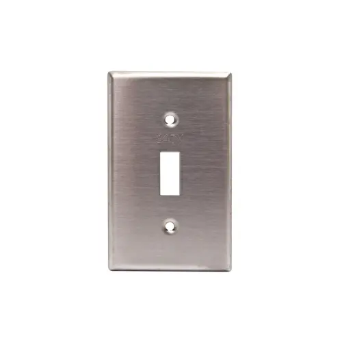 Leviton 84001-C 1 Gang Toggle Device Switch Wallplate for 347V Applications, 430 Stainless Steel, Device Mount - Stainless Steel