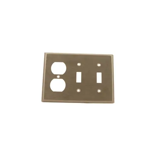 Leviton 3-Gang Toggle/Duplex Device Combination Wallplate, Standard Size, Non-Magnetic Stainless Steel 84021-40