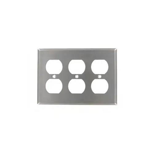 Leviton 84030-40 3-Gang Duplex Device Receptacle Wallplate, Device Mount (Stainless Steel)